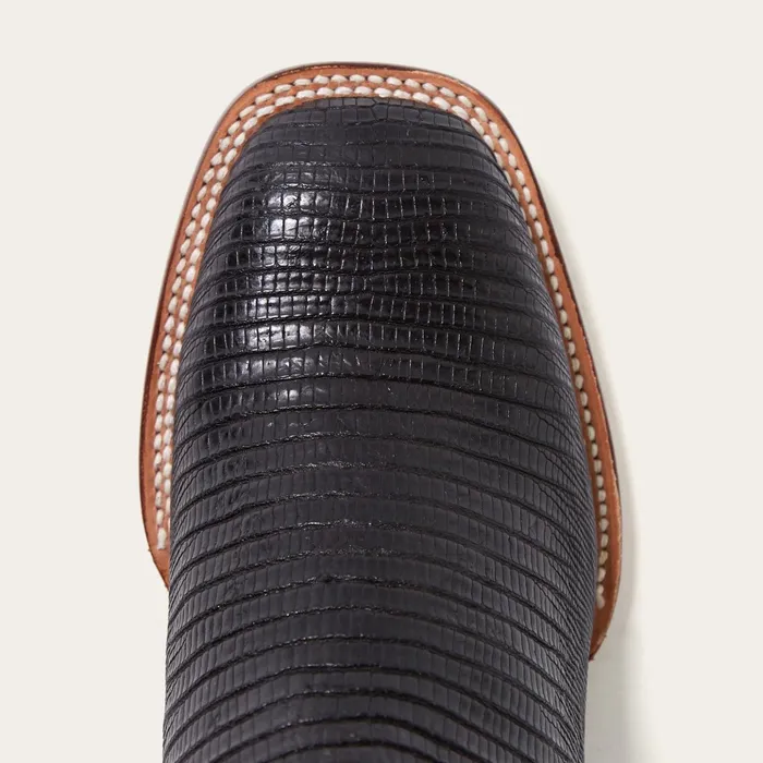 Western Men Stetson Arlington Black Teju Red Matte Cowboy Boot Black