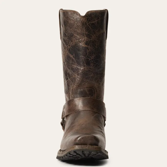 Western Men Stetson Heritage Harness Boots Waxed Dark Brown