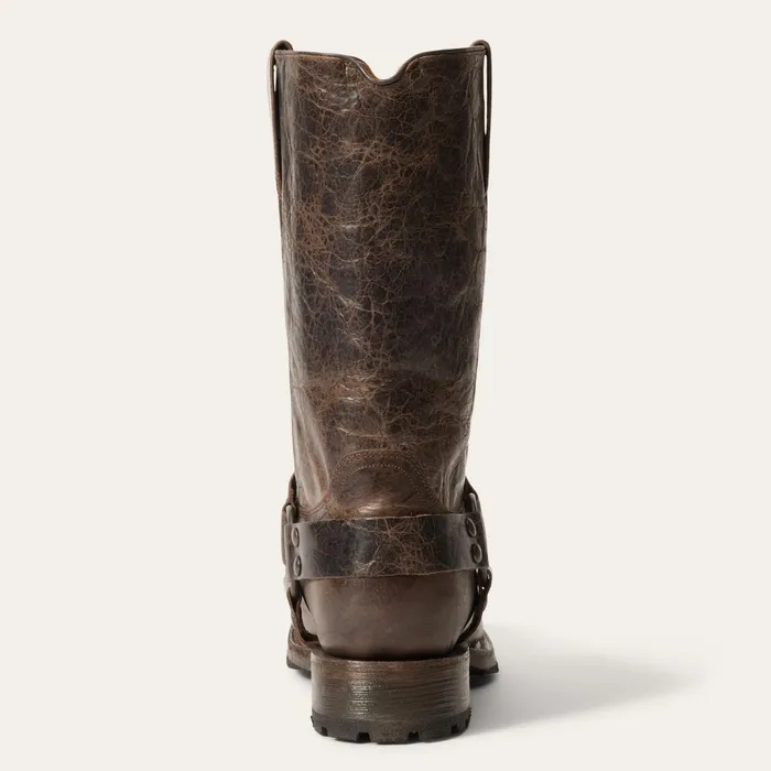 Western Men Stetson Heritage Harness Boots Waxed Dark Brown