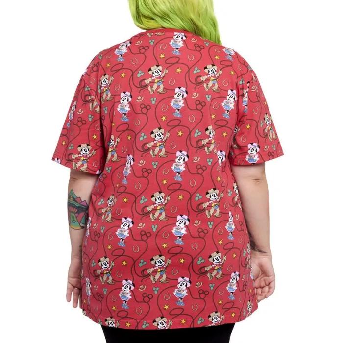 Western Mickey and Minnie Lasso AllOver Print Tee Unisex Loungefly Apparel Western Mickey and Minnie Lasso AllOver Print Tee Unisex Loungefly Apparel
