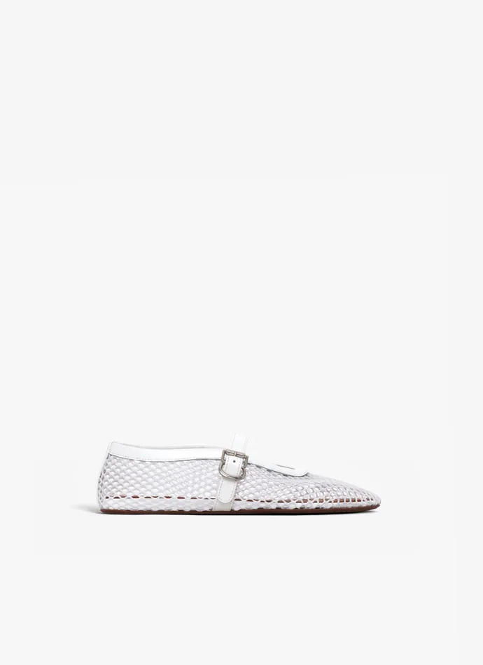 White BALLET FLATS IN FISHNET Women Alaa Flat Shoes