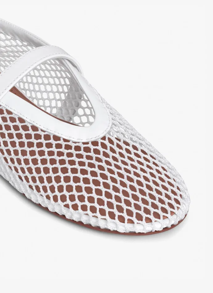 White BALLET FLATS IN FISHNET Women Alaa Flat Shoes