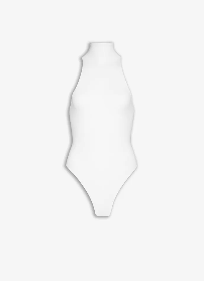 White Fitted Body In Fine Knit Women Alaa Bodysuits and Leggings
