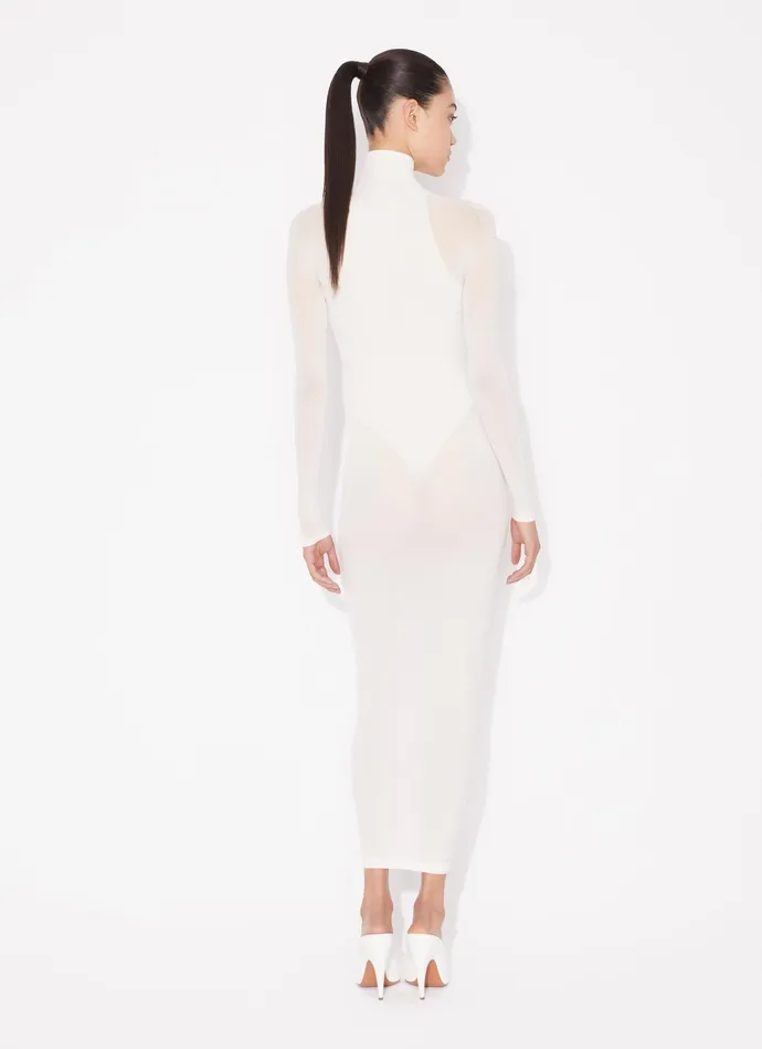 White Fitted Body In Fine Knit Women Alaa Bodysuits and Leggings
