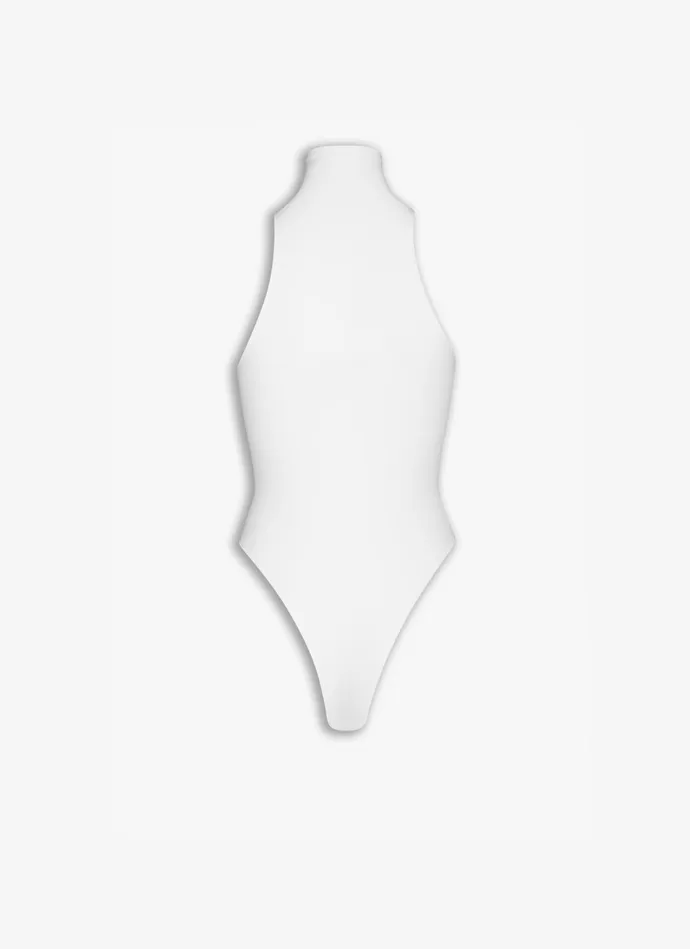 White Fitted Body In Fine Knit Women Alaa Bodysuits and Leggings