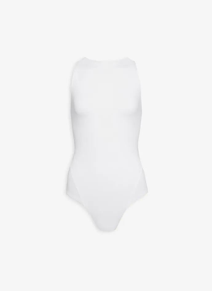 White HALTERNECK ALAIA SWIMSUIT IN JERSEY Women Alaa Swimwear
