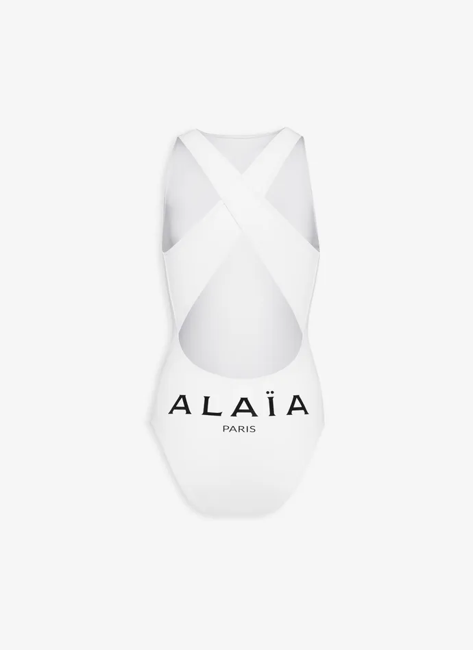 White HALTERNECK ALAIA SWIMSUIT IN JERSEY Women Alaa Swimwear