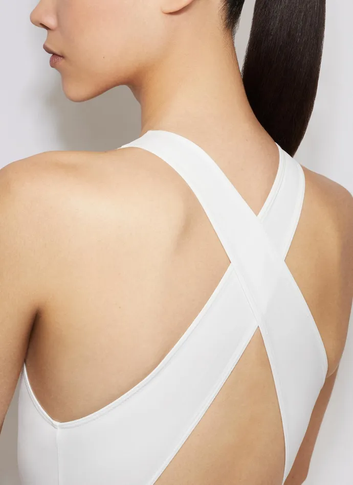 White HALTERNECK ALAIA SWIMSUIT IN JERSEY Women Alaa Swimwear