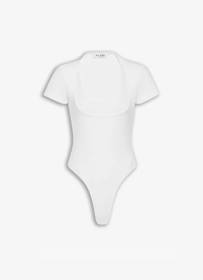 White NECKLINE BODY Women Alaa Bodysuits and Leggings