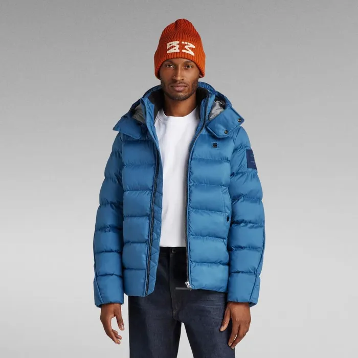 Winter Coats Men GStar RAW GWhistler Padded Hooded Jacket Retro Blue