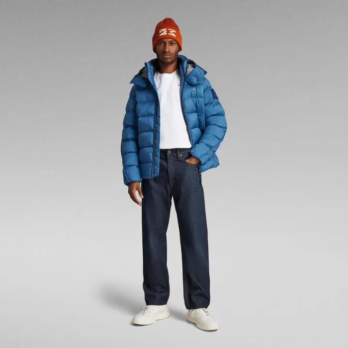 Winter Coats Men GStar RAW GWhistler Padded Hooded Jacket Retro Blue