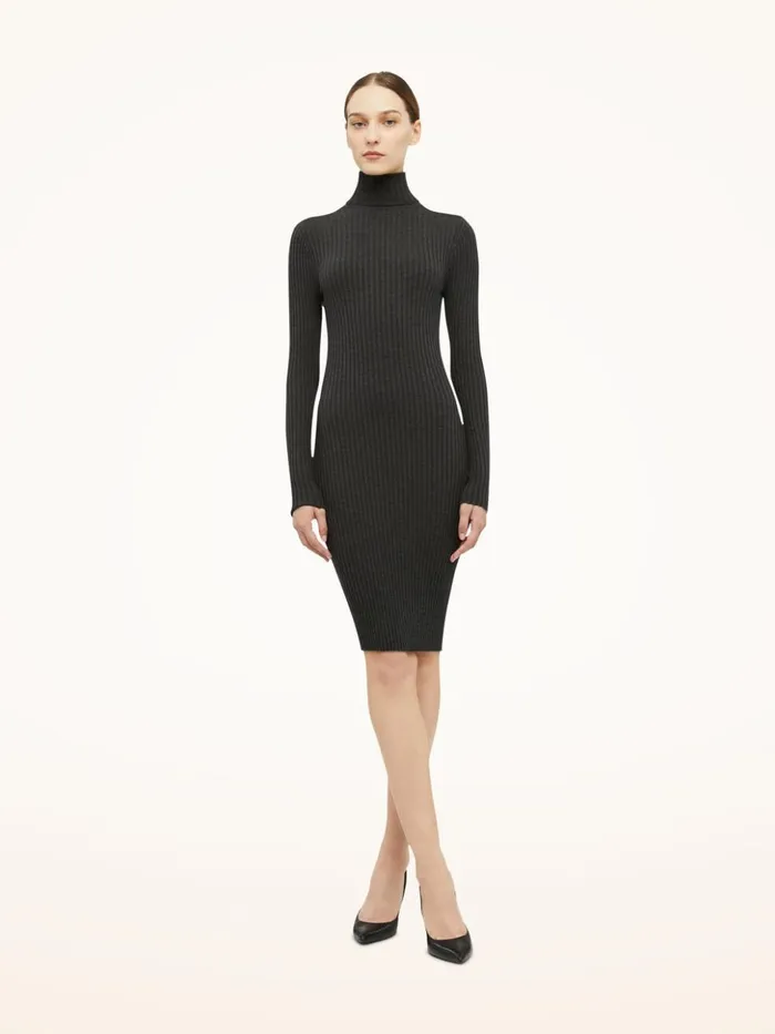 Wolford Merino Rib Dress Anthr Mel Women Dresses and Skirts