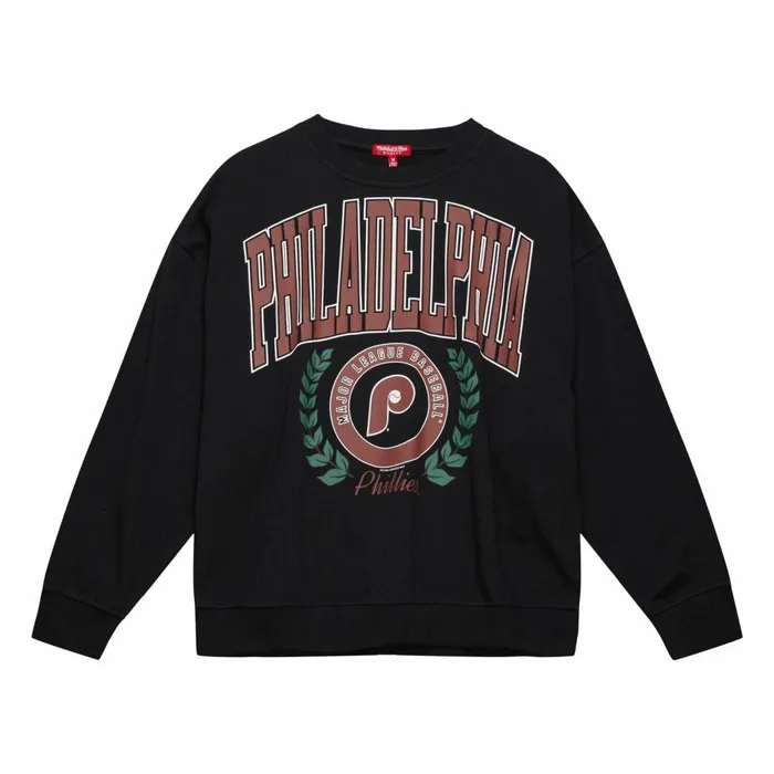 Women039s MLB Mitchell and Ness Womens Logo Lt Crew 20 Philadelphia Phillies