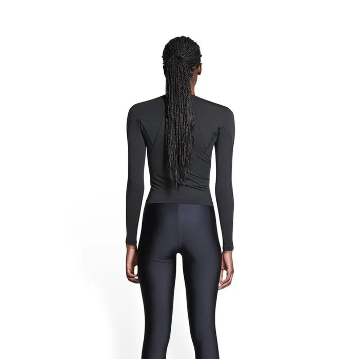Women Activewear Balenciaga 3b Sports Icon Fitted Long Sleeve Top In Black
