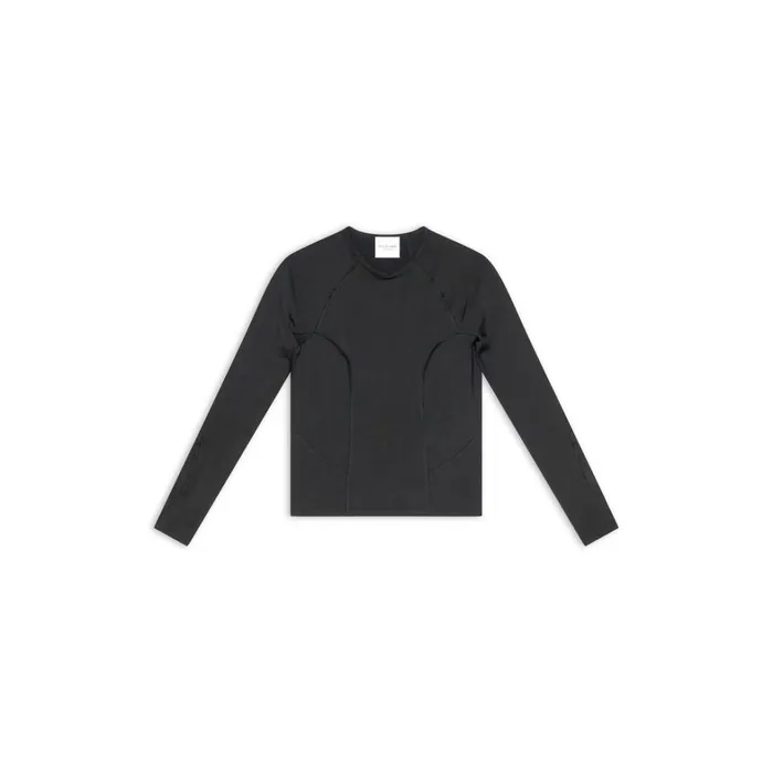Women Activewear Balenciaga 3b Sports Icon Fitted Long Sleeve Top In Black