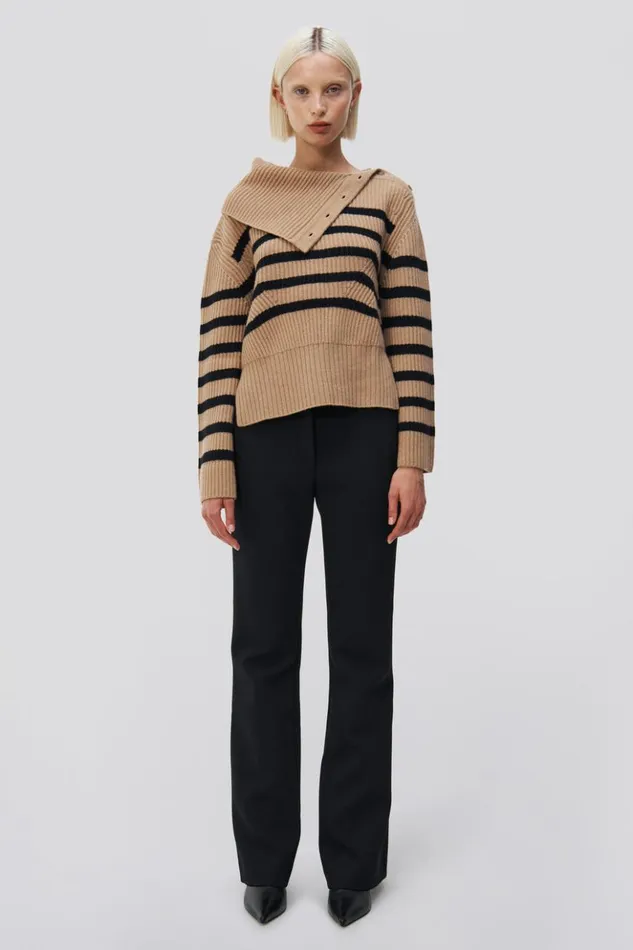 Women Adrienne Turtleneck Camel Melange Black Stripe Jonathan Simkhai Knitwear Women Adrienne Turtleneck Camel Melange Black Stripe Jonathan Simkhai Knitwear