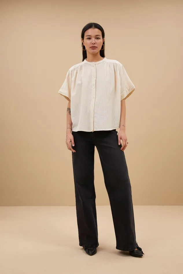 Women Alex Rib Blouse Off White Bybar Blouses Women Alex Rib Blouse Off White Bybar Blouses
