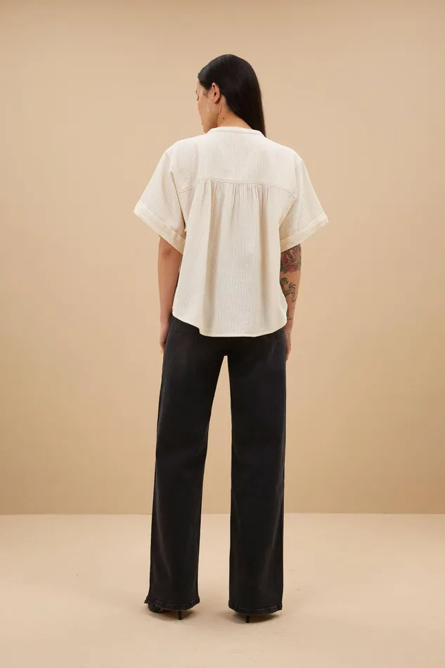 Women Alex Rib Blouse Off White Bybar Blouses Women Alex Rib Blouse Off White Bybar Blouses