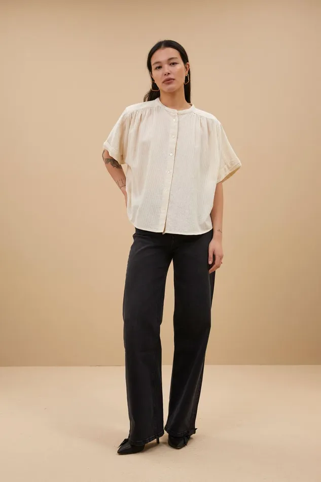 Women Alex Rib Blouse Off White Bybar Blouses Women Alex Rib Blouse Off White Bybar Blouses