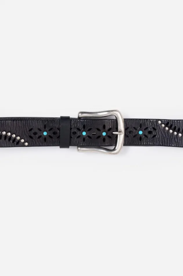 Women Arco Italian Leather Belt Black Johnny Was Belts