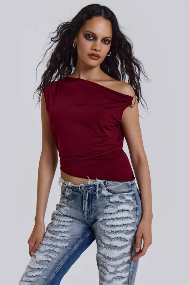 Women Asymmetric Slinky Top Jaded London Crop Tops