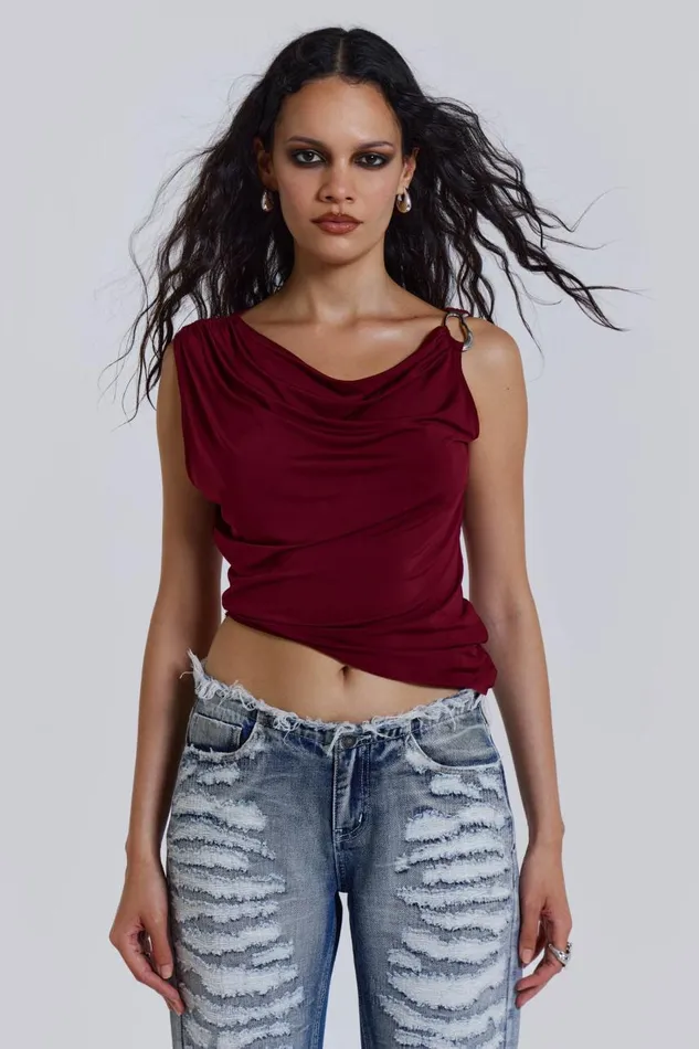 Women Asymmetric Slinky Top Jaded London Crop Tops