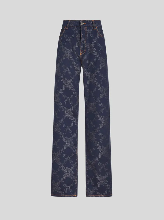 Women Baggy Jacquard Jeans Etro Trousers