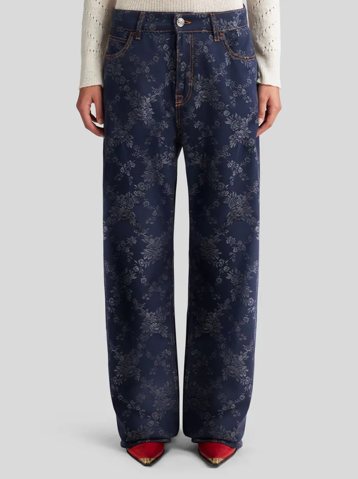 Women Baggy Jacquard Jeans Etro Trousers
