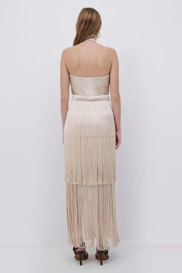 Women Baldwin Draped Fringe Maxi Dress Champagne Jonathan Simkhai Dresses and Jumpsuits