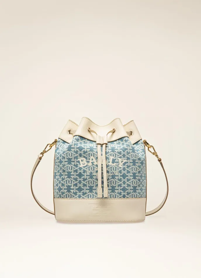 Women Bally Crossbody Bags Cleoh 8211 Organic Cotton Denim Bucket Bag In Blue