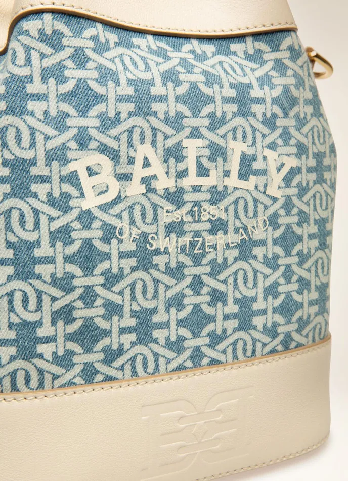 Women Bally Crossbody Bags Cleoh 8211 Organic Cotton Denim Bucket Bag In Blue