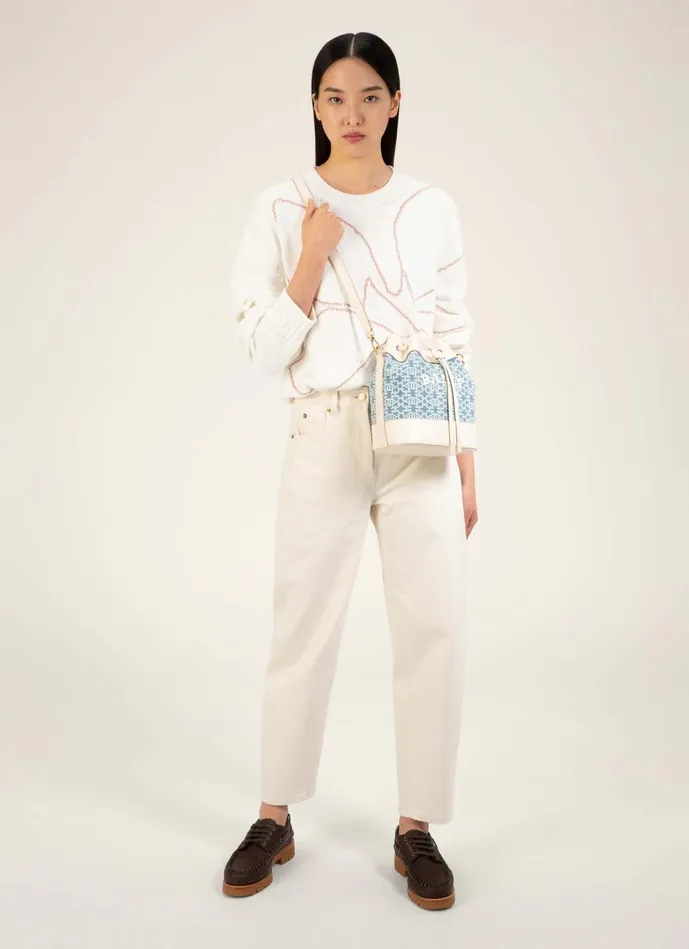 Women Bally Crossbody Bags Cleoh 8211 Organic Cotton Denim Bucket Bag In Blue