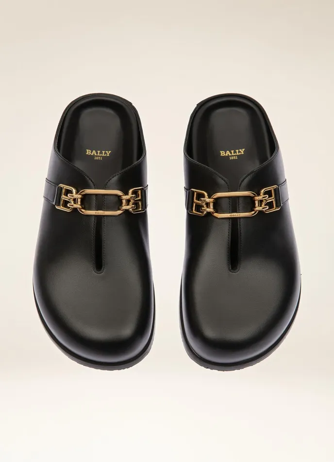 Women Bally Flats and Moccasins Francine 8211 Leather Slippers In Black