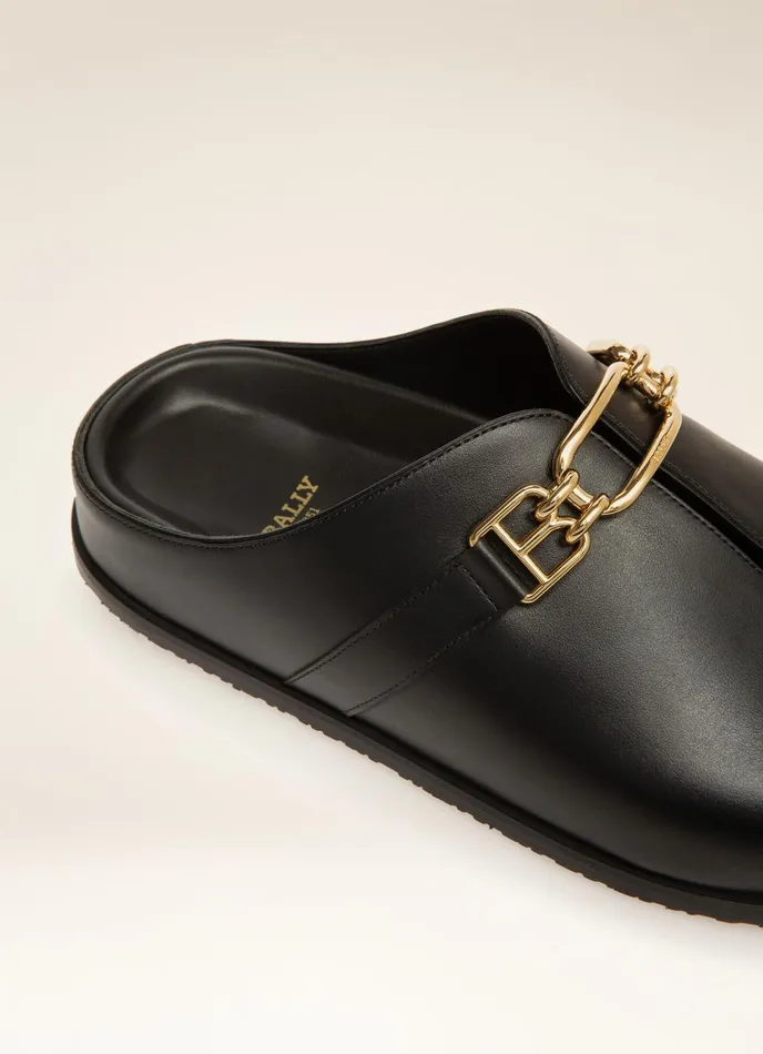 Women Bally Flats and Moccasins Francine 8211 Leather Slippers In Black