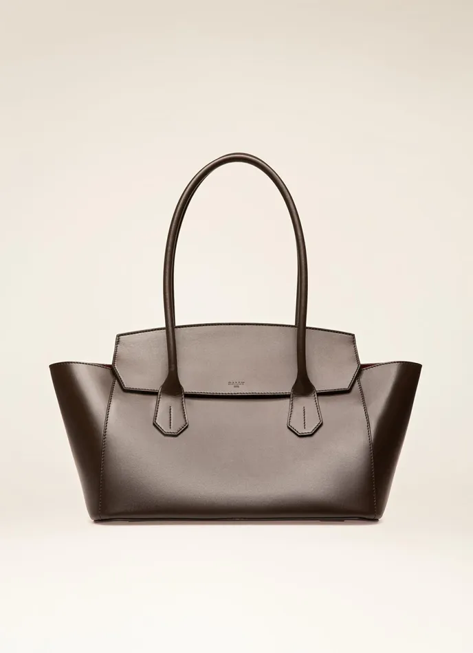 Women Bally Top Handle Bags Sandah 8211 Leather Top Handle Bag In Ebony Brown