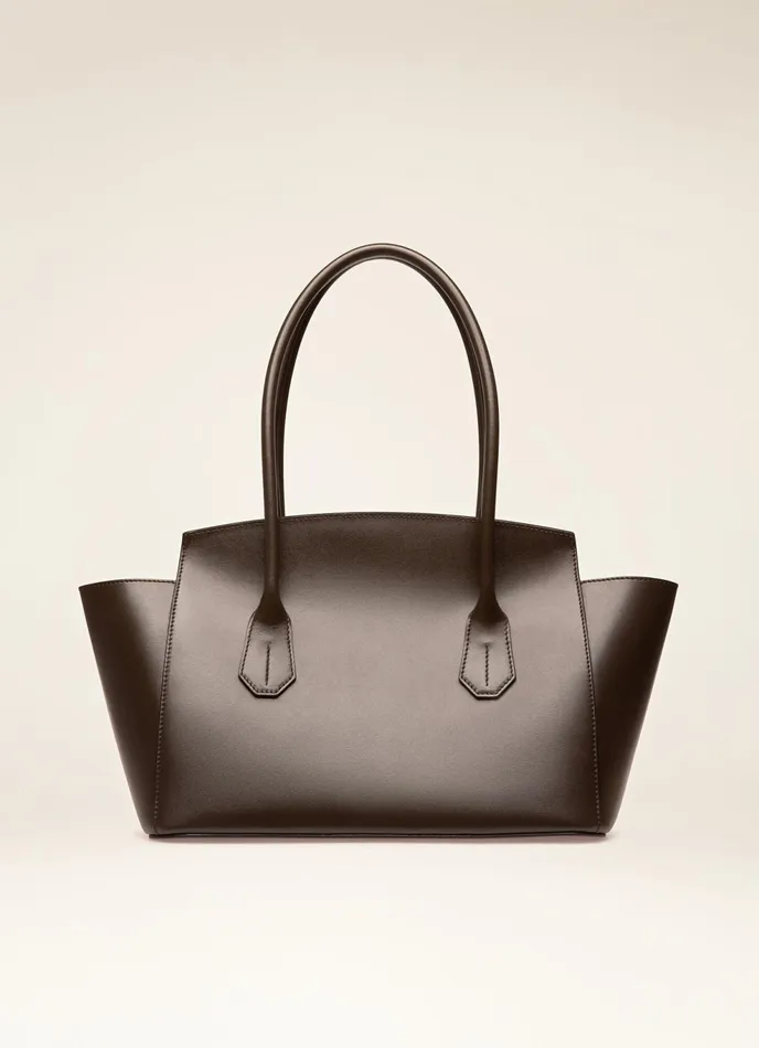 Women Bally Top Handle Bags Sandah 8211 Leather Top Handle Bag In Ebony Brown