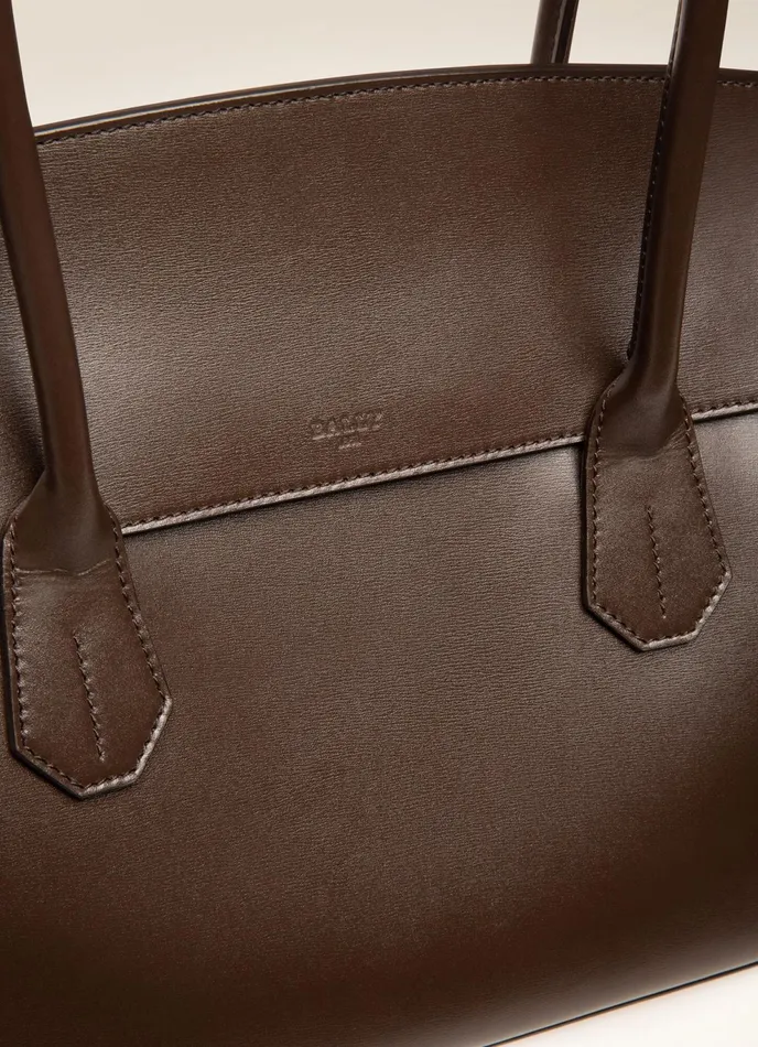 Women Bally Top Handle Bags Sandah 8211 Leather Top Handle Bag In Ebony Brown