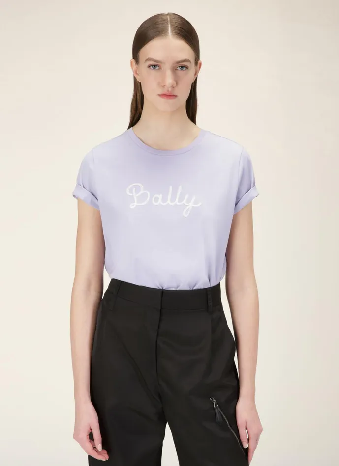 Women Bally Tops Logo TShirt 8211 Cotton TShirt In Lilac