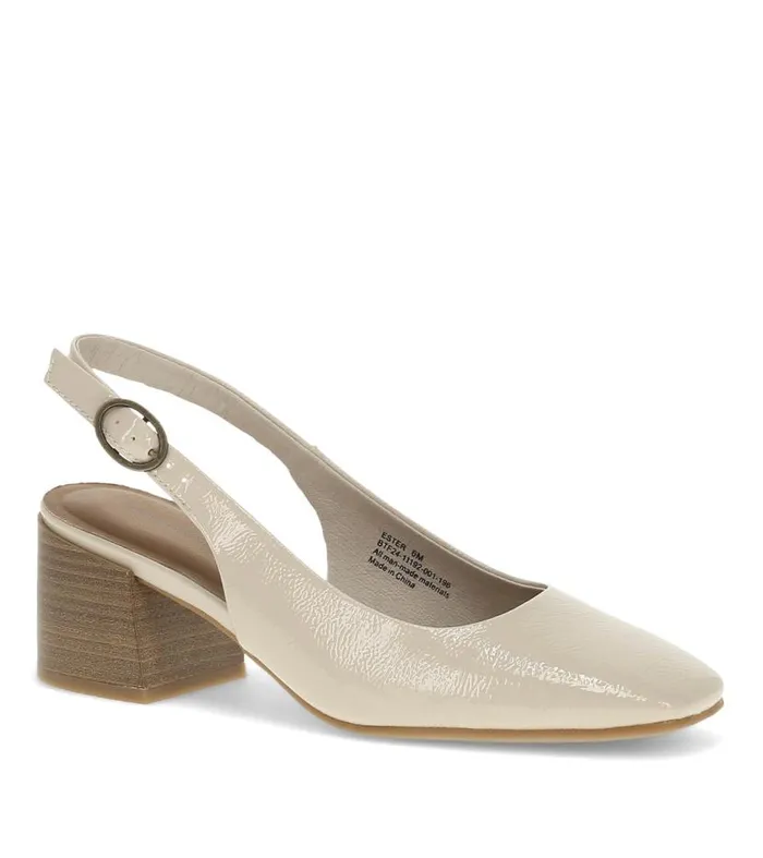 Women Baretraps Dress Shoes Ester Block Heel Slingback Pump Ivory