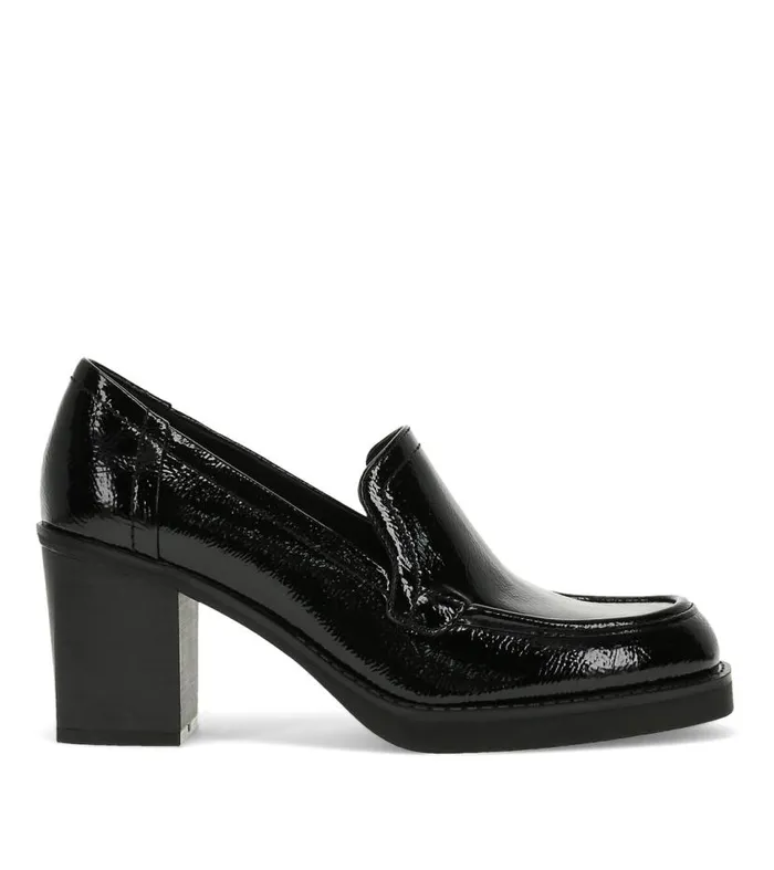 Women Baretraps Dress Shoes Gretel Block Heel Loafer Black Patent Women Baretraps Dress Shoes Gretel Block Heel Loafer Black Patent