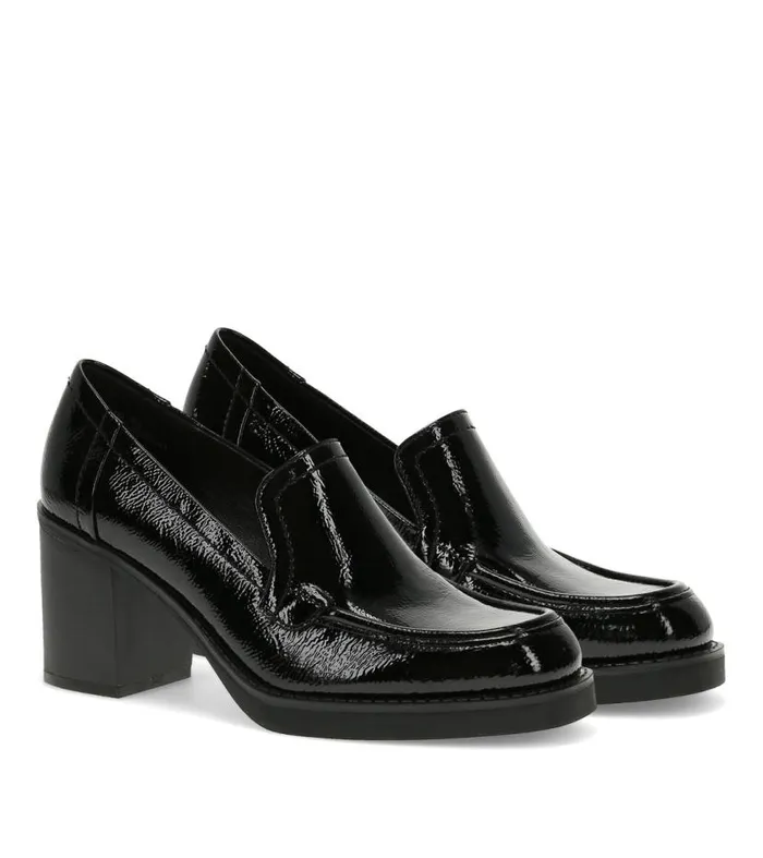 Women Baretraps Dress Shoes Gretel Block Heel Loafer Black Patent Women Baretraps Dress Shoes Gretel Block Heel Loafer Black Patent