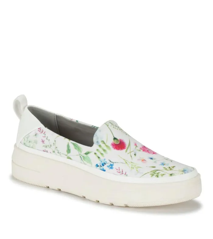 Women Baretraps Flats and Loafers Nevin Slip On Sneaker White Multi Flower Canvas