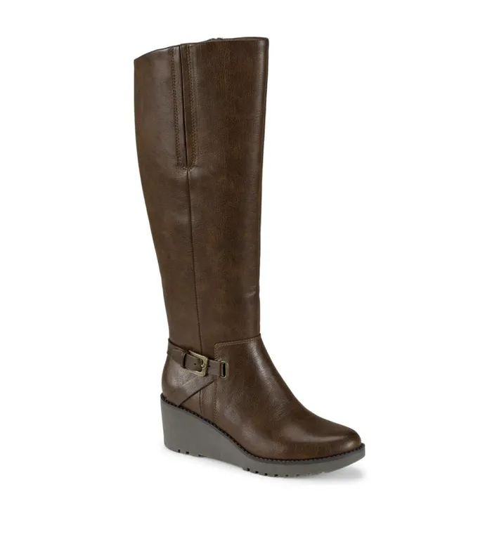 Women Baretraps Knee High Boots Winifred Tall Wedge Boot Brush Brown