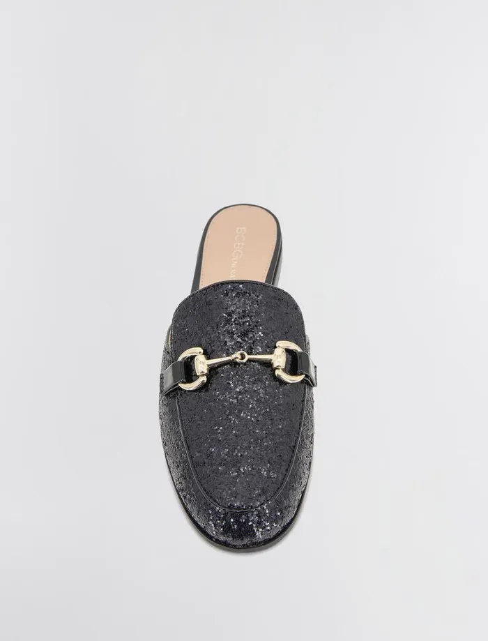 Women BCBG Shoes Zorie Loafer Mule Black Rock Glitter Women BCBG Shoes Zorie Loafer Mule Black Rock Glitter