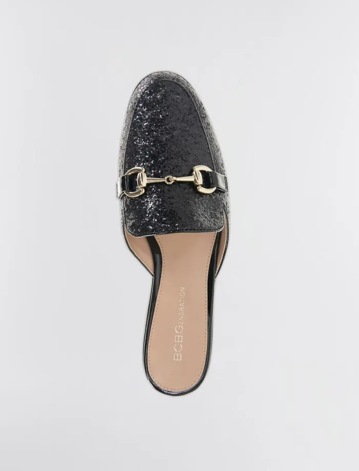 Women BCBG Shoes Zorie Loafer Mule Black Rock Glitter Women BCBG Shoes Zorie Loafer Mule Black Rock Glitter