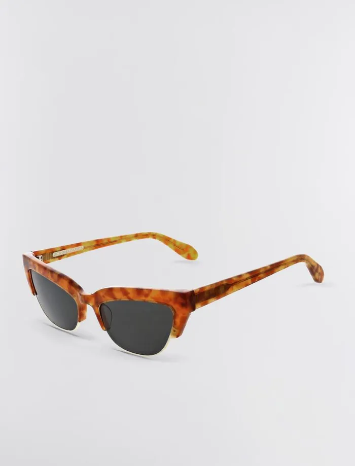 Women BCBG Sunglasses Retro Kitten Sunglasses Honey Demi Shiny Gold