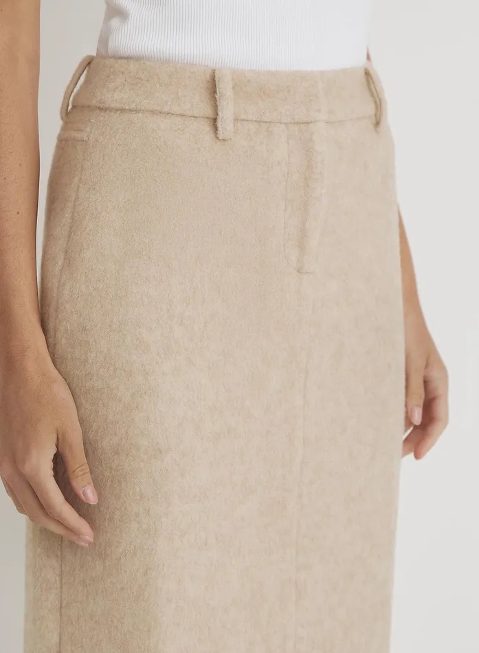 Women Beige Wool Maxi Skirt Sammy 4th and Reckless Skirts