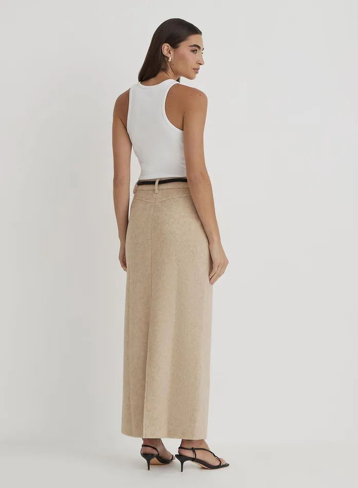 Women Beige Wool Maxi Skirt Sammy 4th and Reckless Skirts