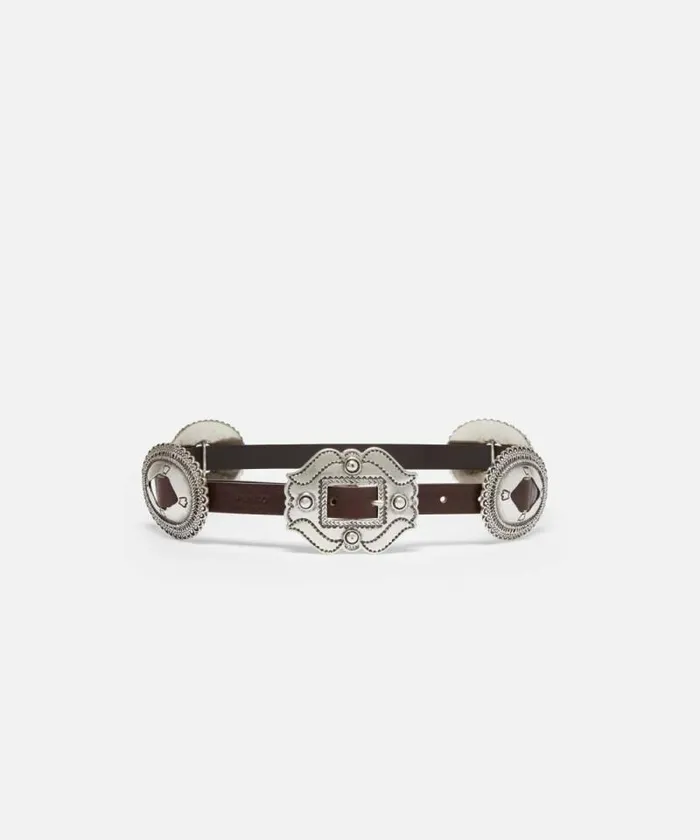Women Belts Pinko Belt With Large Buckle 2cm Dark Brownold Silver