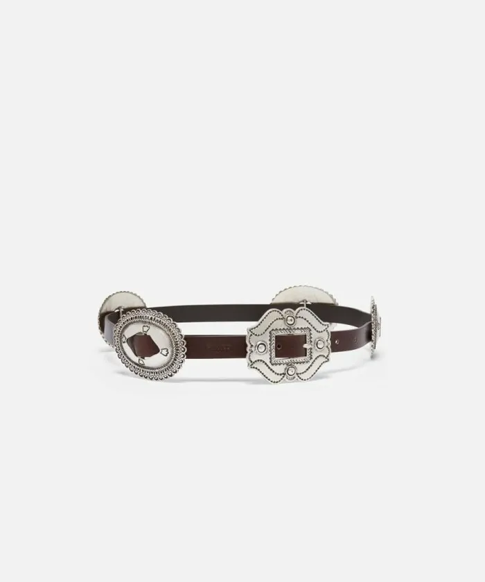 Women Belts Pinko Belt With Large Buckle 2cm Dark Brownold Silver Women Belts Pinko Belt With Large Buckle 2cm Dark Brownold Silver